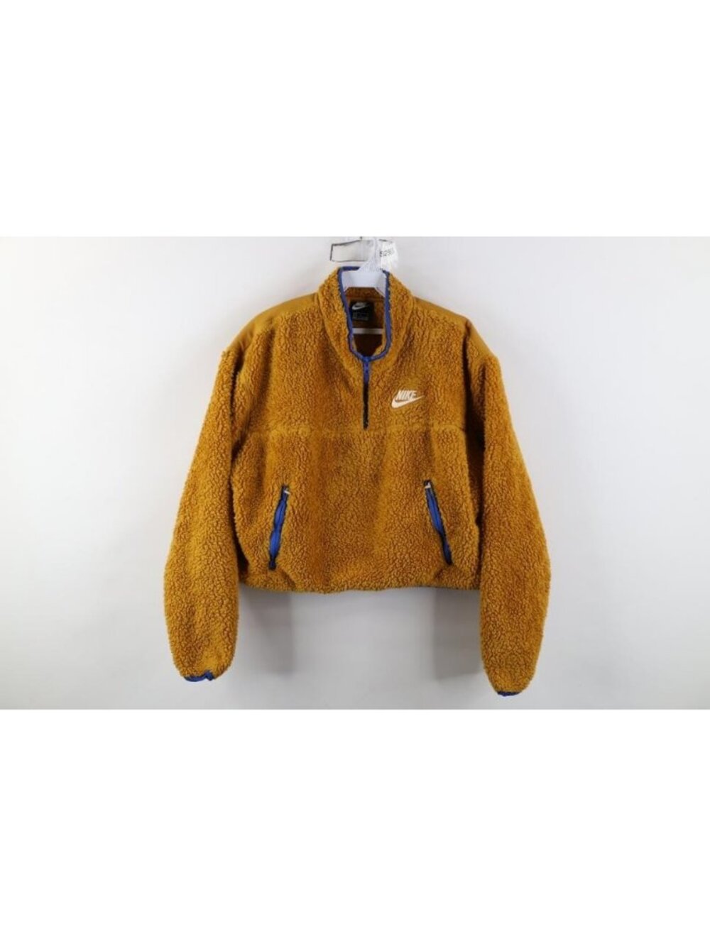 Nike Sportswear Womens Large Sherpa Fleece Cropped 1/4 Zip Pullover Sweater